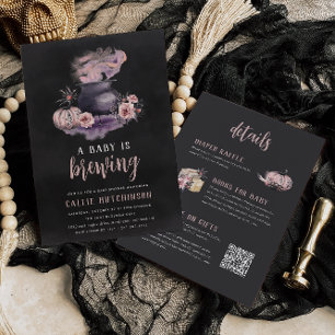 A Baby Is Brewing All in One Halloween Baby Shower Invitation