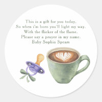 A baby is brewing baby - Prayer candle label