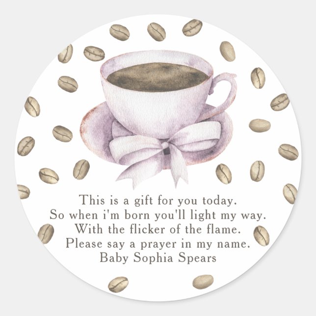 A baby is brewing baby - Prayer candle label (Front)