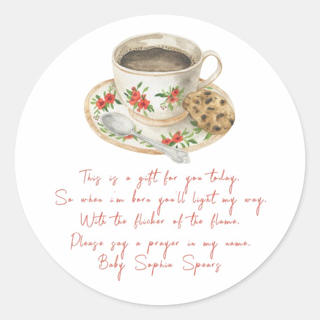 A baby is brewing baby - Prayer candle label (Front)