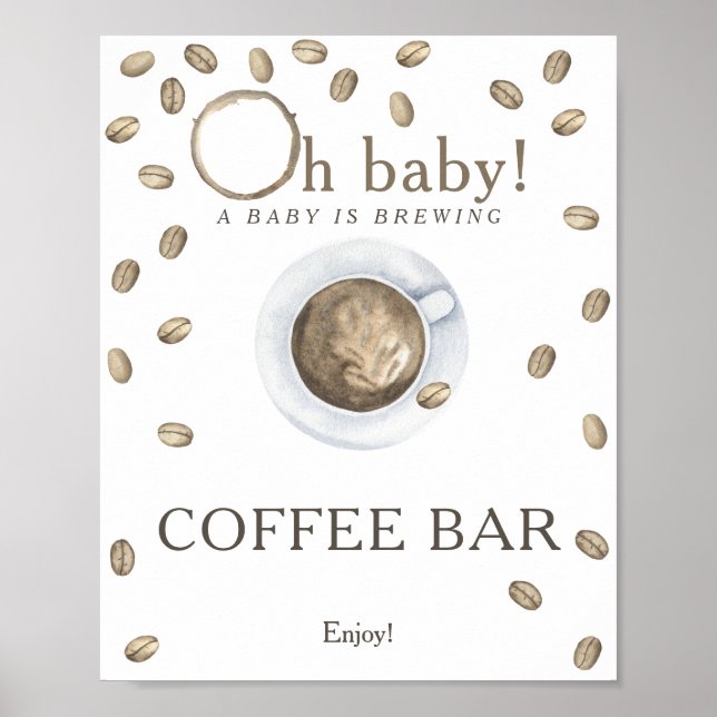 A baby is brewing baby shower Coffee bar Poster (Front)