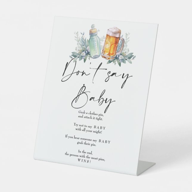 A Baby Is Brewing Baby Shower Don't say Baby Pedestal Sign (Front)