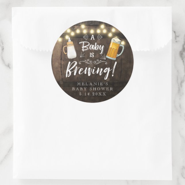 A Baby Is Brewing Baby Shower Favour Classic Round Sticker (Bag)
