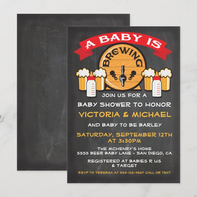 A Baby is Brewing Baby Shower Invitations (Front/Back)