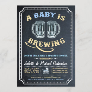 "A Baby is Brewing" Baby Shower Invitations (Boy)