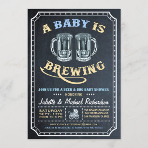 "A Baby is Brewing" Baby Shower Invitations (Boy)