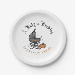 A Baby is Brewing Baby Shower Orange Paper Plate