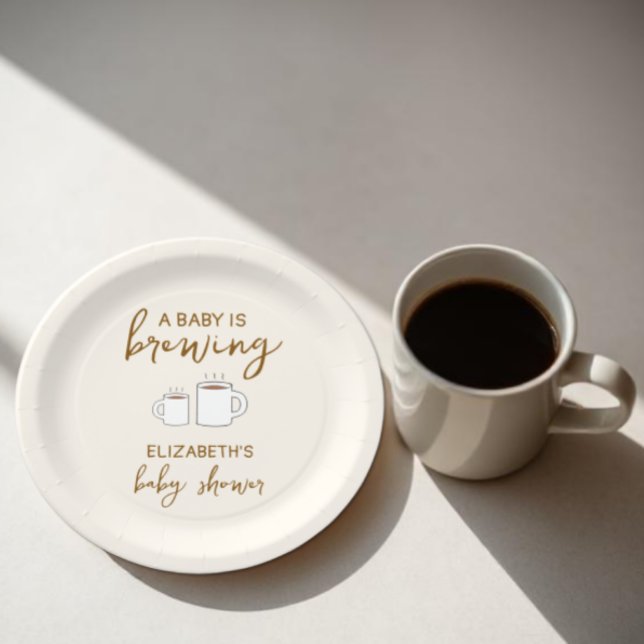 A Baby Is Brewing Baby Shower Paper Plate (Creator Uploaded)