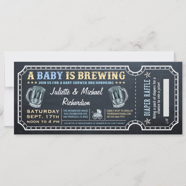 A Baby is Brewing Baby Shower Ticket Invitations (Front)