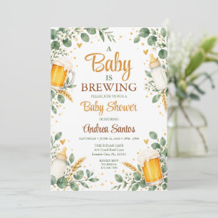 A Baby is Brewing Beer Theme Rustic Brewery Invitation