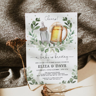 A Baby is Brewing Beers & Bottles Coed Shower Invitation