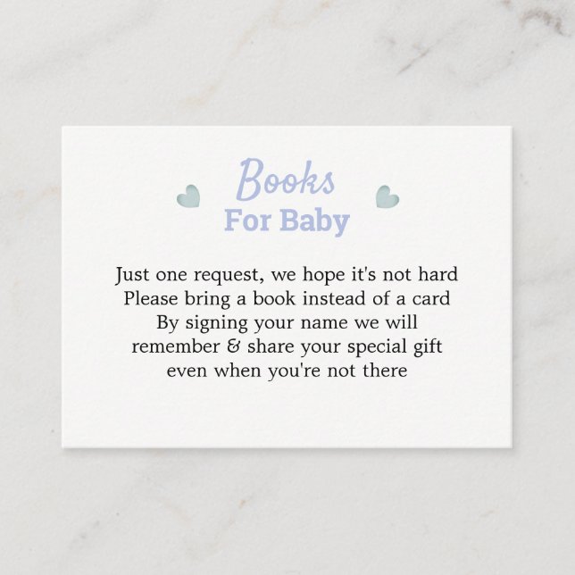 A Baby Is Brewing Blue Baby Shower Book Request Enclosure Card (Front)
