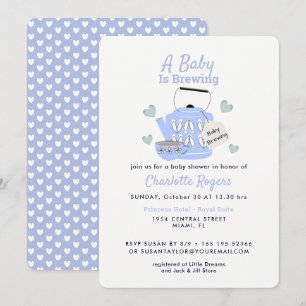 A Baby Is Brewing Blue Baby Shower Invitation