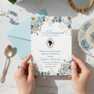 A Baby Is Brewing Blue Floral Shower Invitation