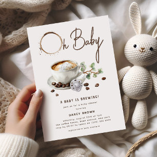 A Baby Is Brewing Botanical Coffee Baby Shower Invitation