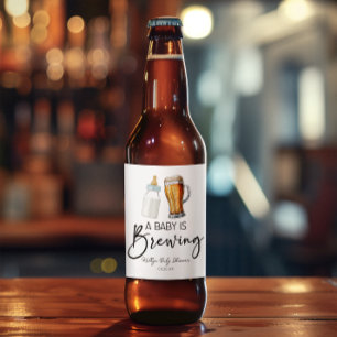 A Baby Is Brewing Bottle Beer Glass Baby Shower Label