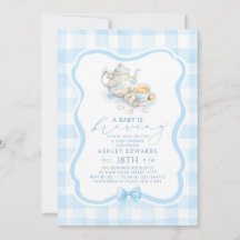 A Baby is Brewing Boy Baby Shower Blue Tea Party