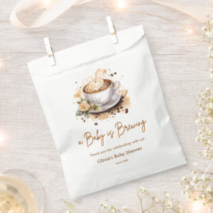 A Baby is Brewing Brown Coffee Baby Shower  Favour Bag