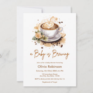 A Baby is Brewing Brown Coffee Baby Shower Invitation
