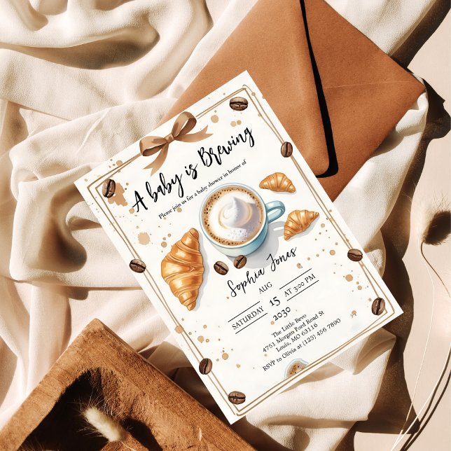A Baby Is Brewing Brunch & Coffee Baby Shower Invitation (Creator Uploaded)