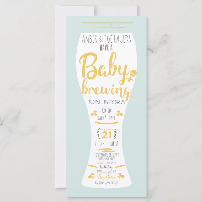A Baby is Brewing Co-Ed Brewery Baby Shower Invite (Front)
