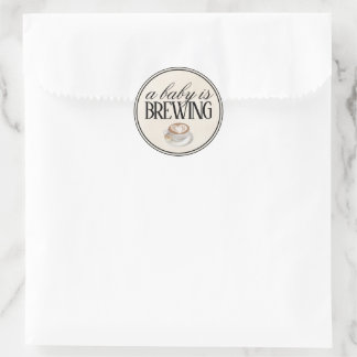 A Baby Is Brewing Coffee Baby Shower Decoration Classic Round Sticker