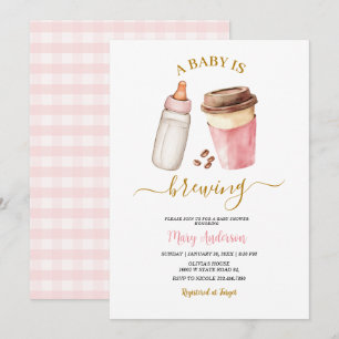 A Baby Is Brewing Coffee Baby Shower for girl Invitation