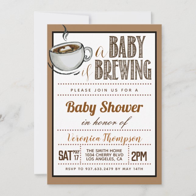 A Baby is Brewing Coffee Baby Shower Invitation (Front)