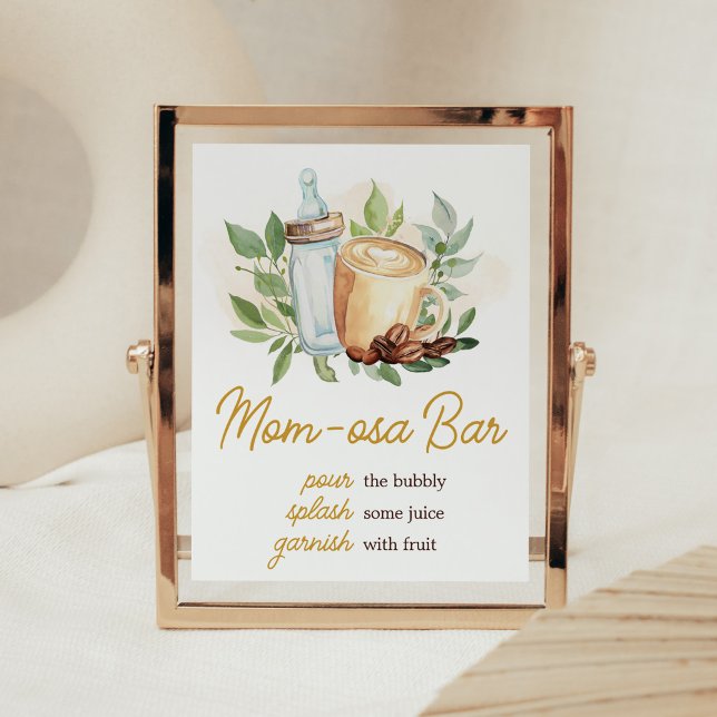 A Baby is Brewing Coffee Baby Shower Mom Osa Bar Poster (Bottle and Coffee Baby Shower Mom Osa Bar Sign)
