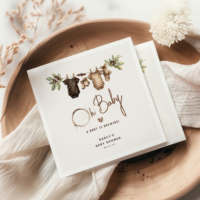 A Baby is Brewing' Coffee Baby Shower Napkin (Creator Uploaded)