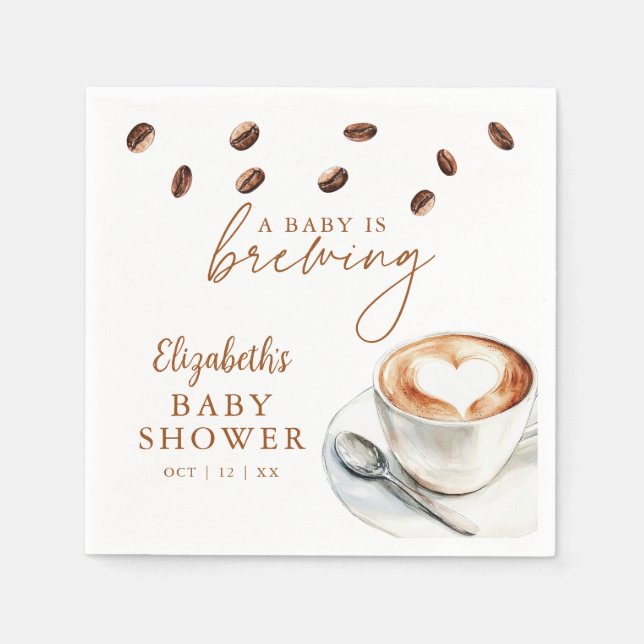 A Baby Is Brewing Coffee Baby Shower Napkin (Front)