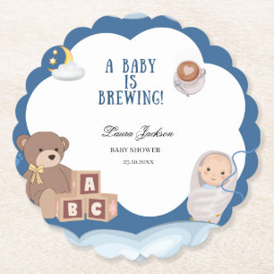 A Baby Is Brewing Coffee Baby Shower  Paper Coaster