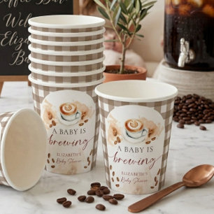 A Baby Is Brewing Coffee Baby Shower Personalized Paper Cups