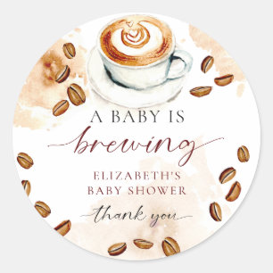 A Baby Is Brewing Coffee Baby Shower Thank you Classic Round Sticker