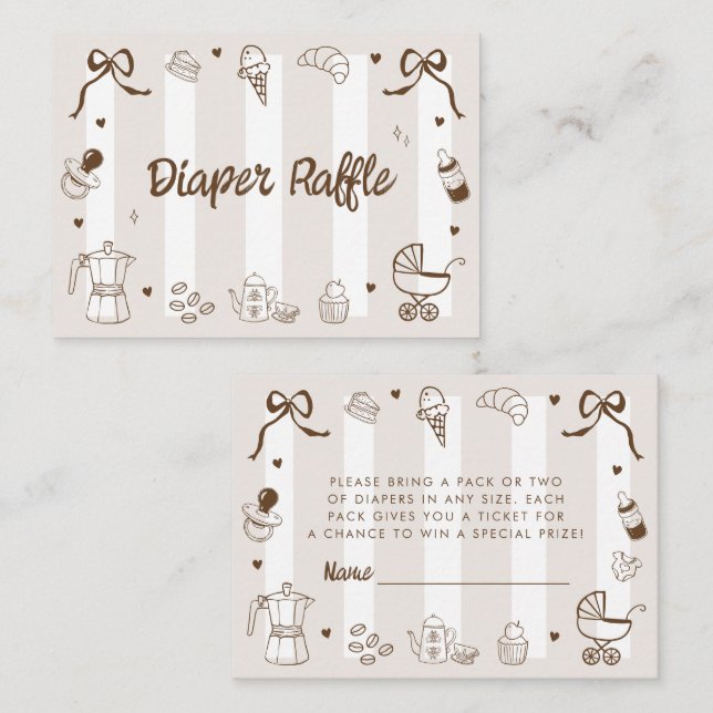 A Baby is Brewing Coffee Cafe Bebe Diaper Raffle Enclosure Card (Front/Back)