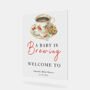 A baby is brewing coffee cup baby shower acrylic sign