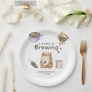 A Baby Is Brewing Coffee Cup Baby Shower Paper Plate