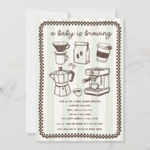 A Baby Is Brewing Coffee Green Neutral Baby Shower Invitation