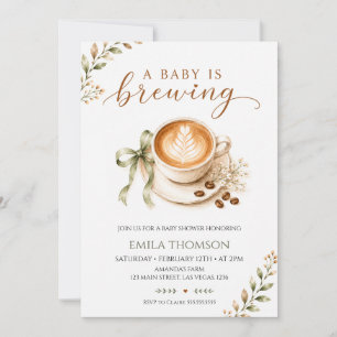 A Baby Is Brewing Coffee neutral Baby Shower Invitation