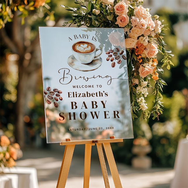 A Baby is Brewing Coffee Theme Baby Shower Welcome (A Baby is Brewing Coffee Theme Baby Shower Welcome Acrylic Sign
)