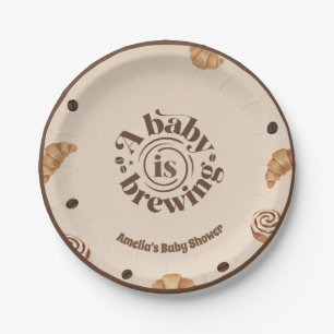 A Baby Is Brewing Coffee Theme Paper Plate