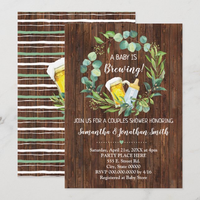 A Baby is brewing couples baby shower Invitation (Front/Back)