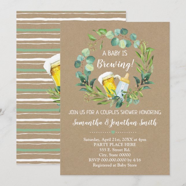 A Baby is brewing couples baby shower Invitation (Front/Back)