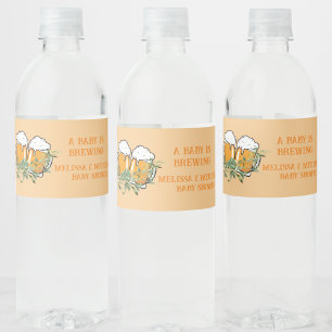 A baby is brewing couples baby shower  water bottle label
