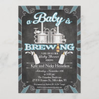 A "Baby is Brewing" Couples BBQ Invitation - Boy