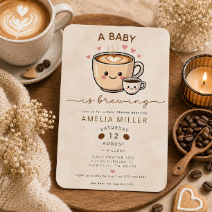 A Baby is Brewing Cute Coffee Baby Shower  Invitation