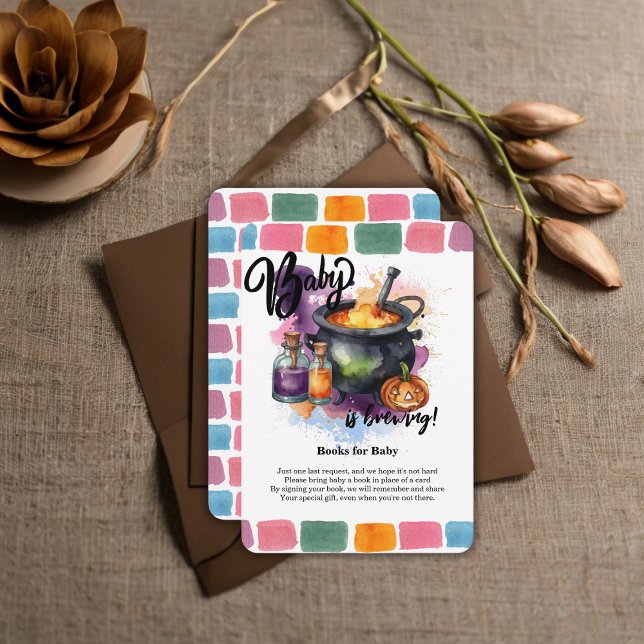 A Baby Is Brewing | Cute Halloween Baby Shower Enclosure Card (Creator Uploaded)
