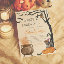 A Baby Is Brewing Cute Halloween Baby Shower