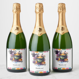 A Baby Is Brewing Cute Halloween Baby Shower Sparkling Wine Label