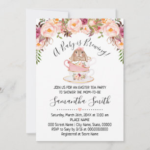 A Baby is Brewing Easter Tea Shower Invitation